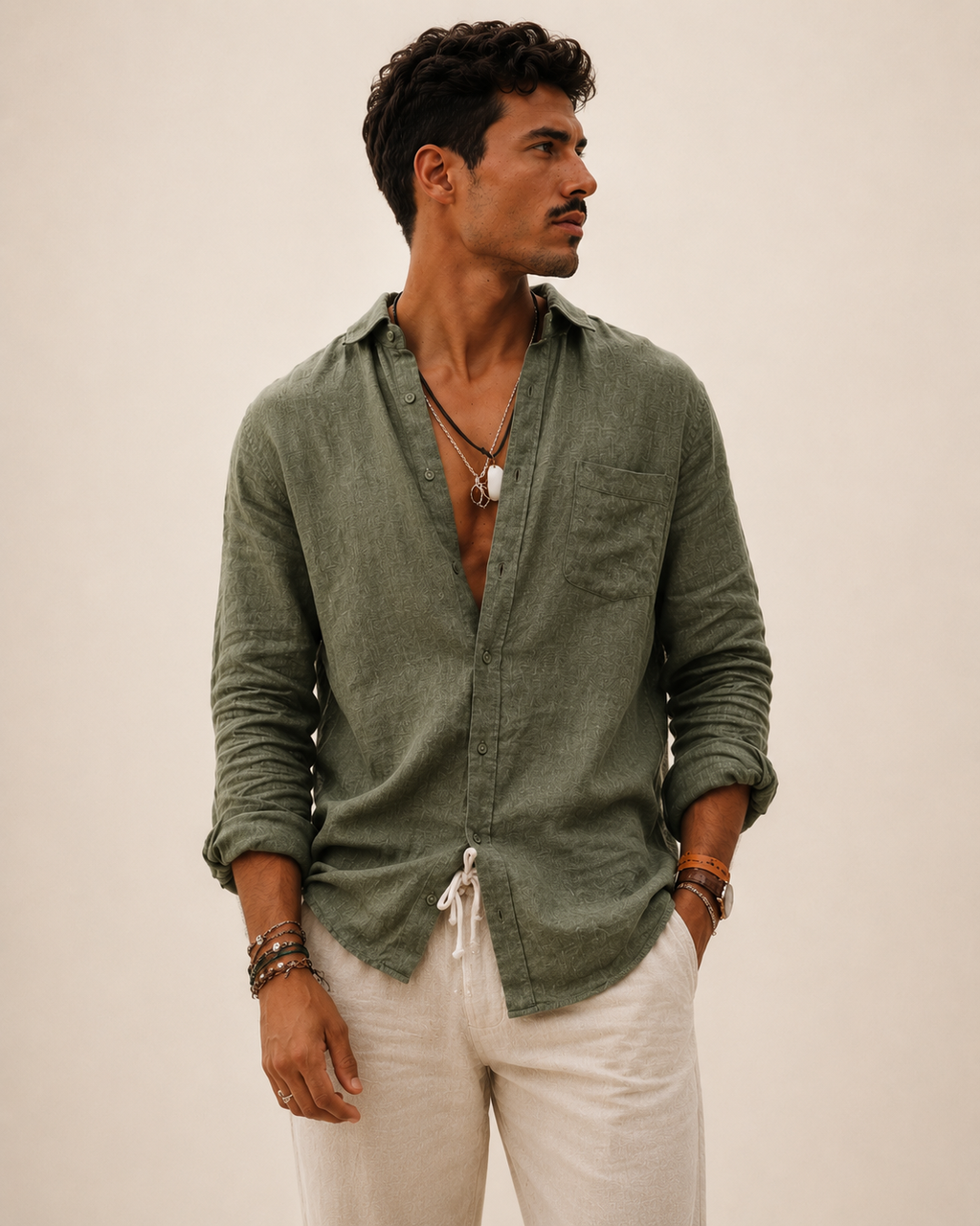 LIVIANO - CAMISA DE LINO, MANGA LARGA